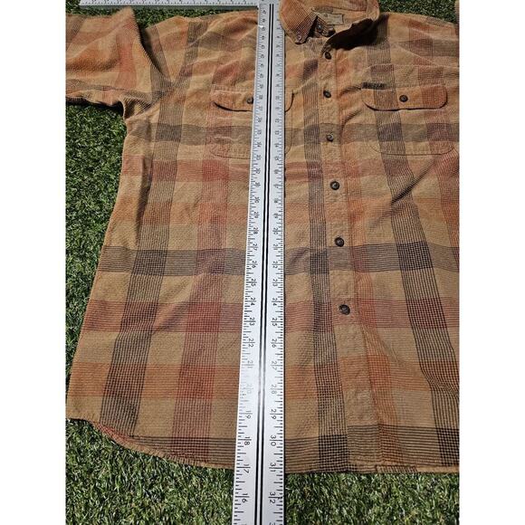 Legendary Whitetails Flannel Seersucker Mens Sz XL Plaid Orange Brown Bitton Up - Picture 5 of 6